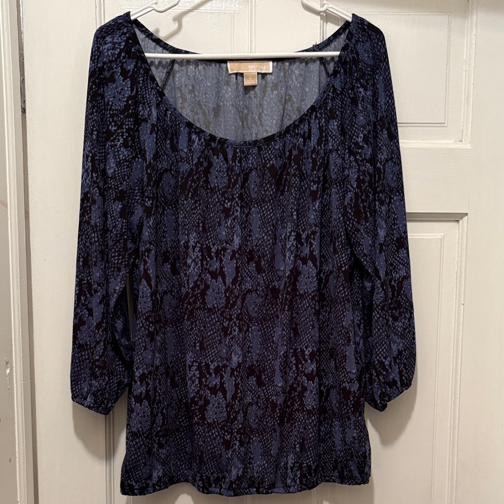 Michael Kors Blue Snakeskin Patterned Women's Top